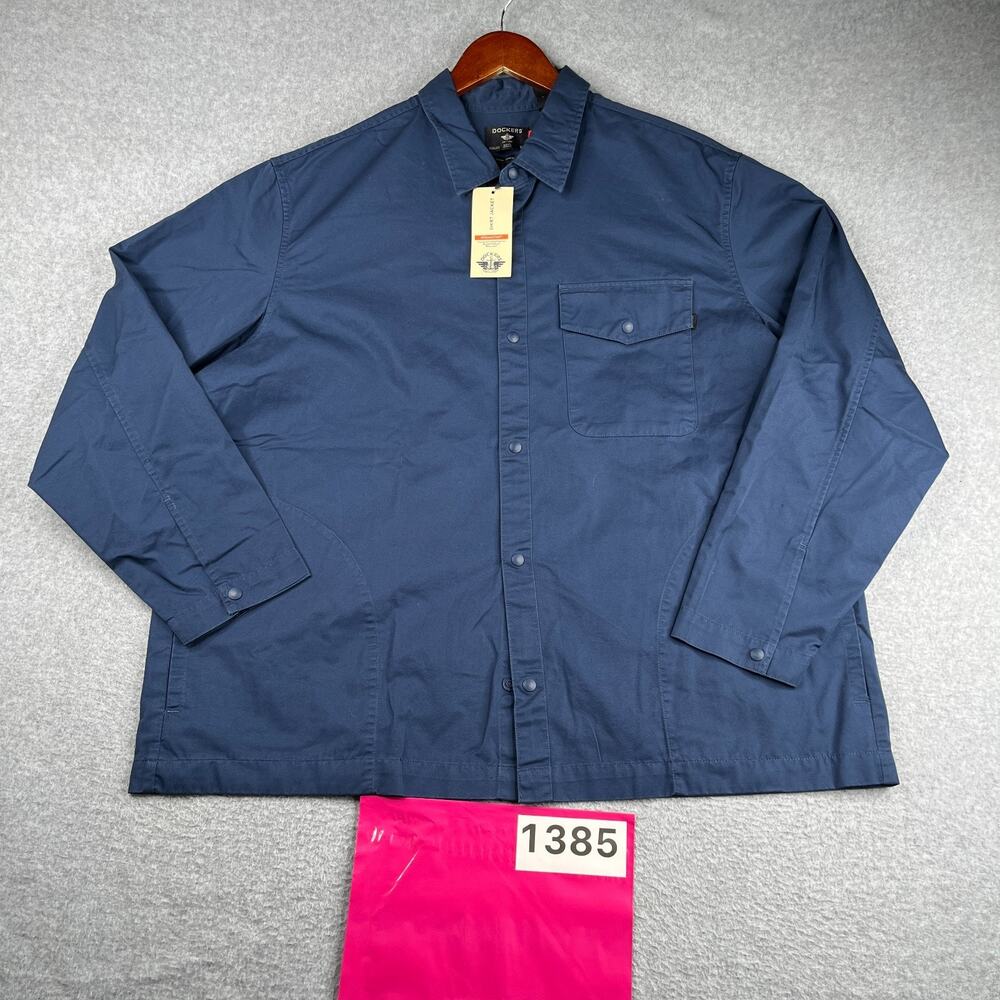Dockers Shirt Jacket Mens XL Navy Blue Snap All Season Tech Pocket New NWT